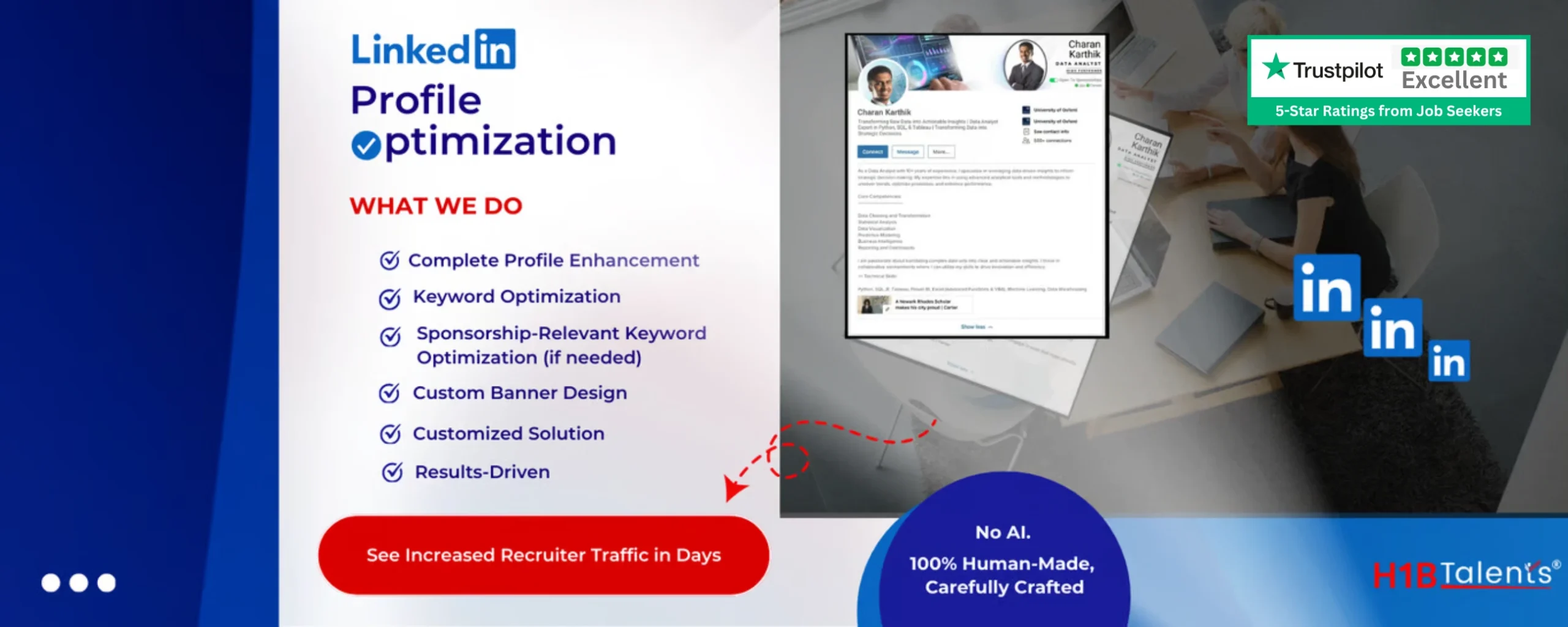 H1BTalents Linked profile optimization banner